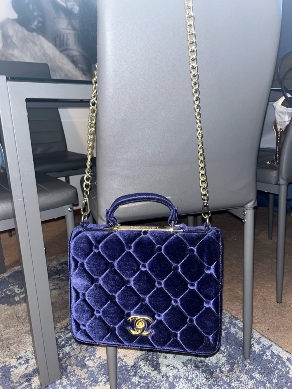 CHANEL “Inspired” Quilted Velvet Top Handle Bag Crossbody Handbag - Picture 10 of 10